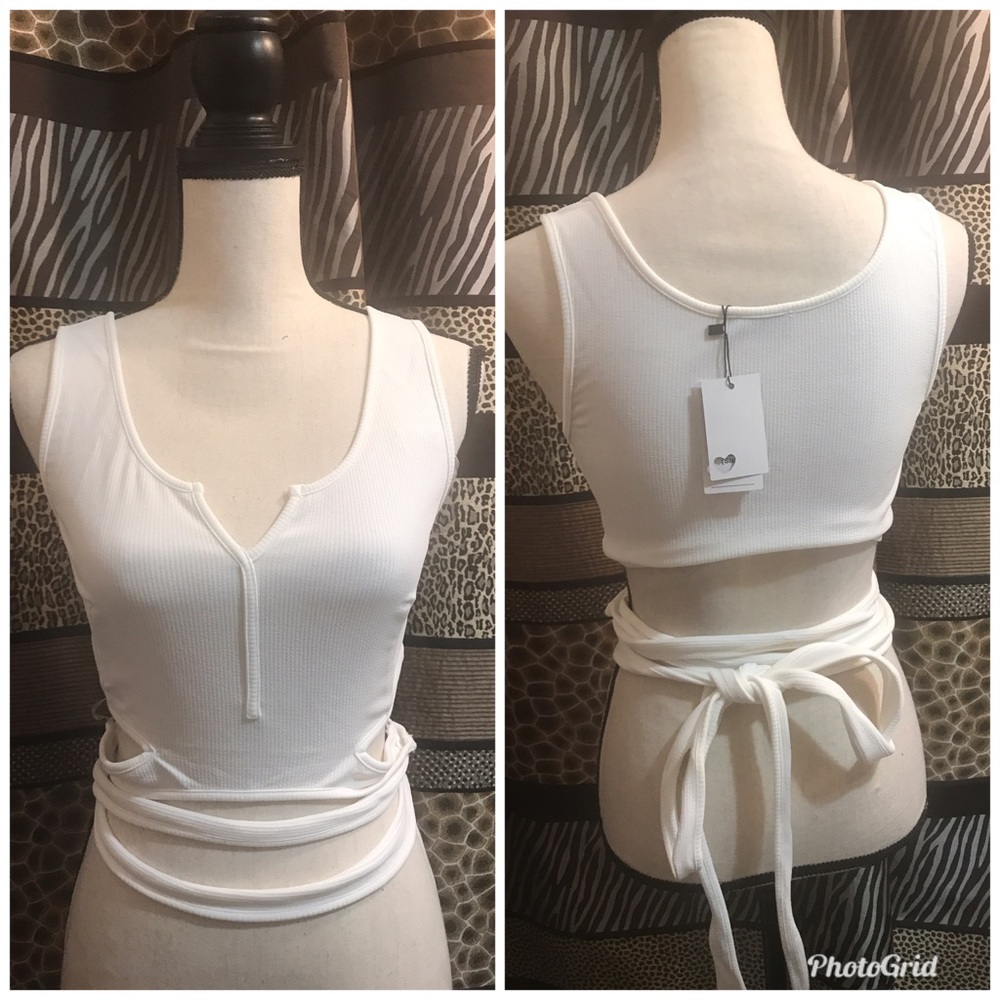 White cropped tank top wrap - Picture 3 of 5